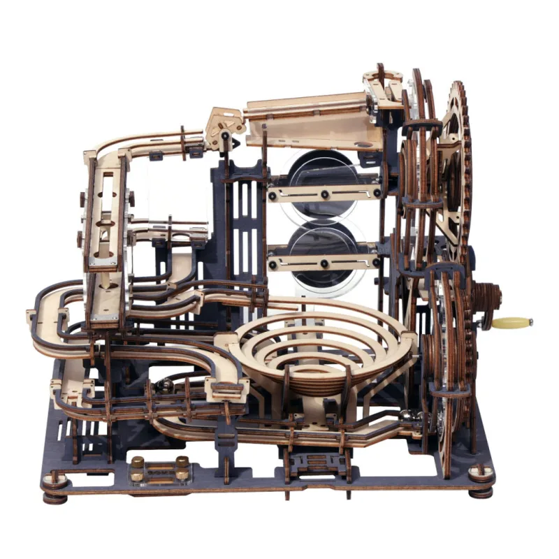 RoboTime Drevené 3D mechanické puzzle Guľôčkové dráhy Mesto prekážok 294 ks