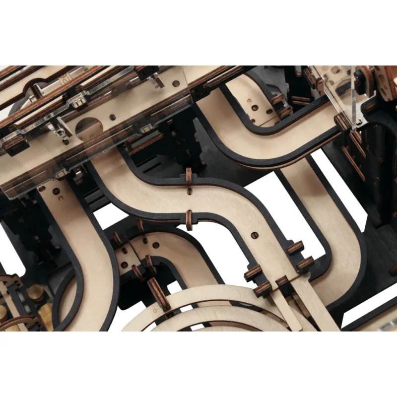 RoboTime Drevené 3D mechanické puzzle Guľôčkové dráhy Mesto prekážok 294 ks