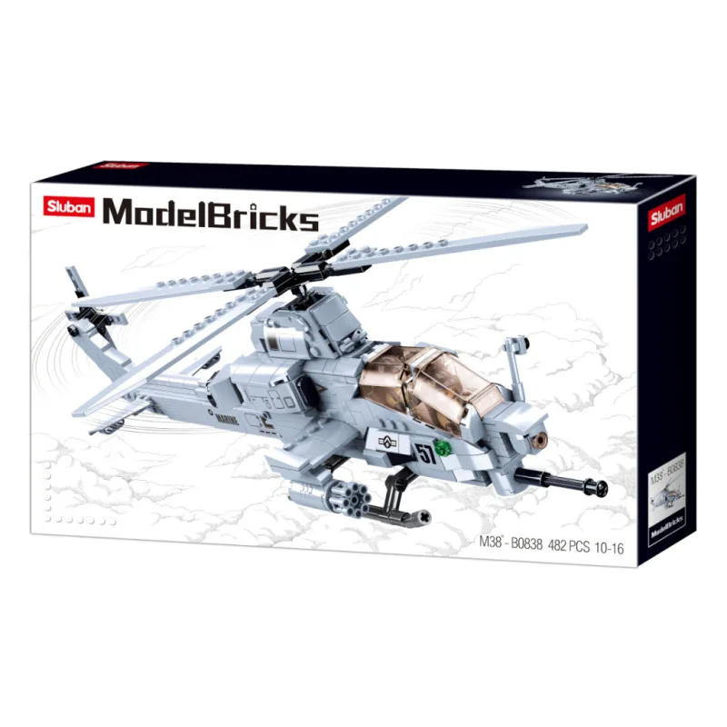 Sluban Army Model Bricks M38-B0838 Bojová helikoptéra AH-1Z Viper