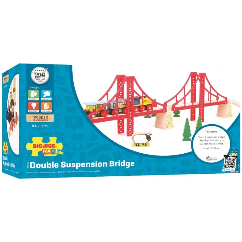 Bigjigs Rail Drevené vláčiky - Dvojitý železničný most