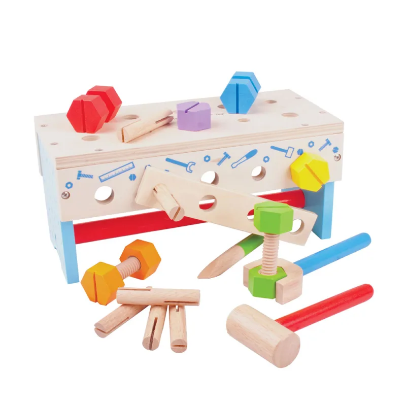 Bigjigs Toys Moje náradie v prepravke so zatĺkačkou 2v1