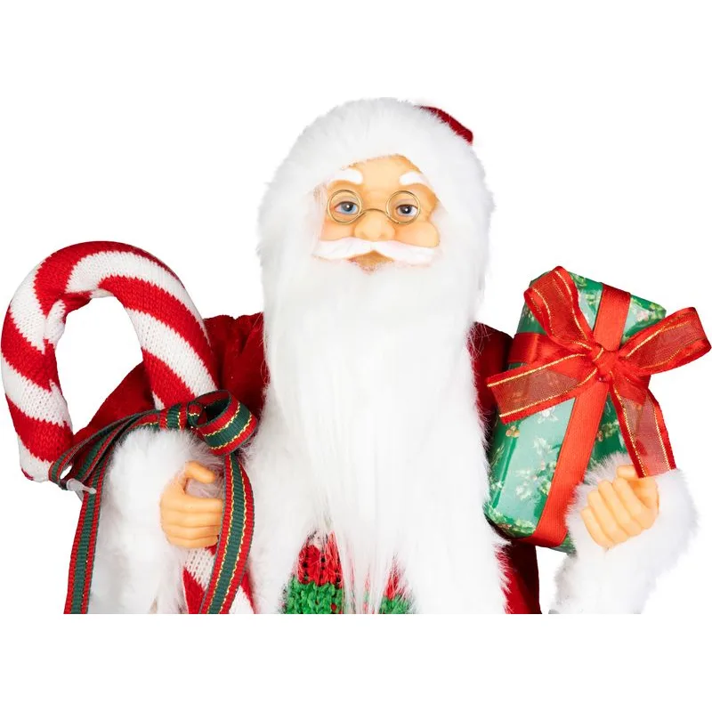 Vianočná dekorácia Santa, s darčekom, červený, 45 cm