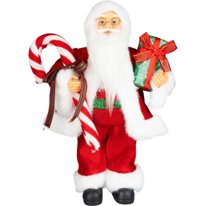 Vianočná dekorácia Santa, s darčekom, červený, 45 cm