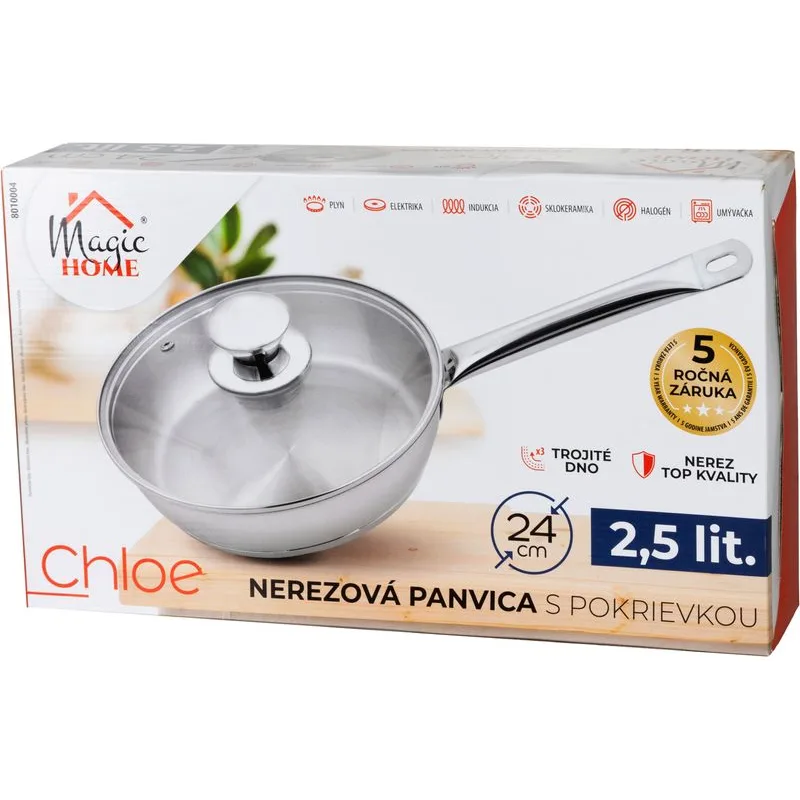 Hrniec MagicHome Chloe, 30 cm, 15 lit., so sklenenou pokrievkou, nerez