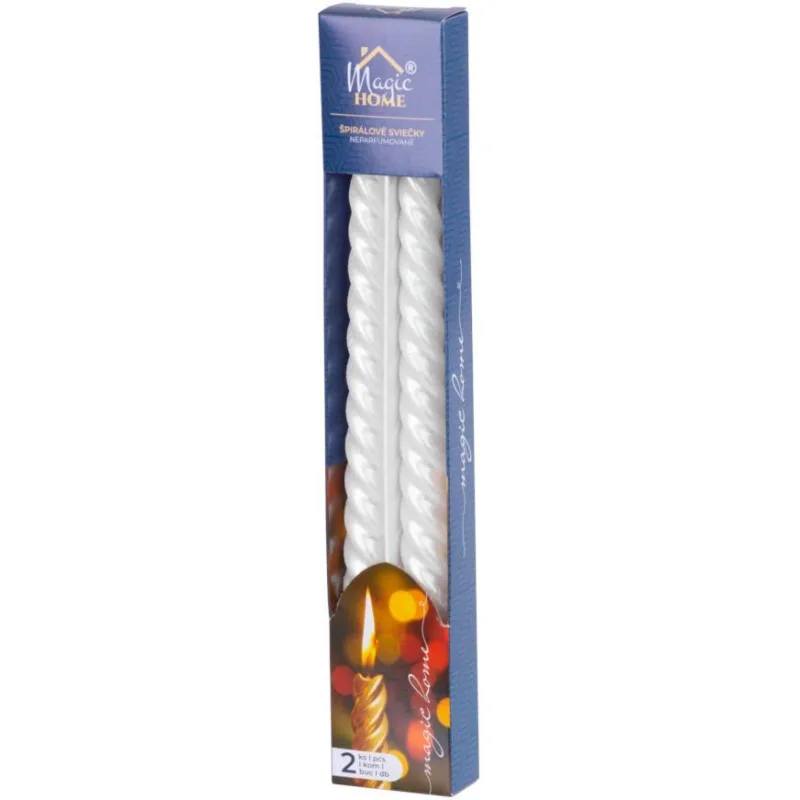 Sviečka MagicHome Vianoce, 25 cm, biela, špirálová, balenie 2 ks