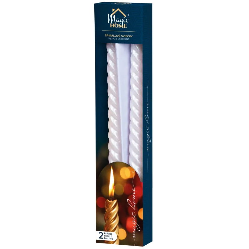 Sviečka MagicHome Vianoce, 25 cm, biela, špirálová, balenie 2 ks
