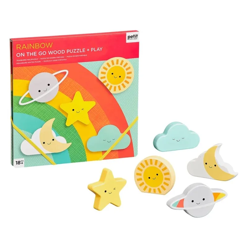 Petitcollage Robustné drevené puzzle Rainbow