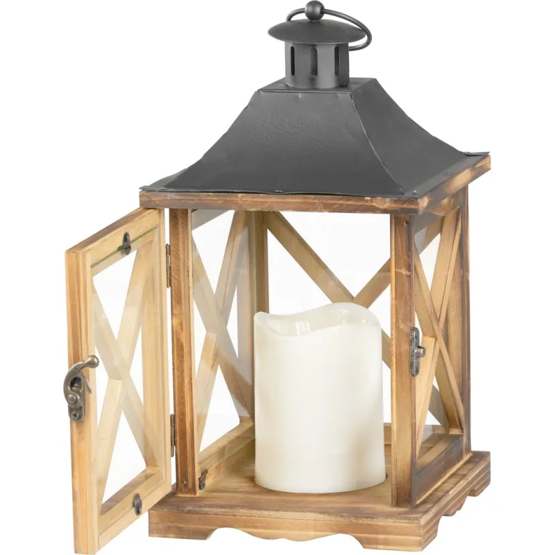 Lampáš MagicHome LW8834, 35 cm, LED, drevený, vintage štýl