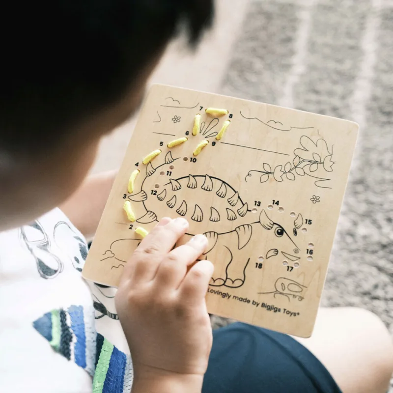 Bigjigs Toys Prevliekanie podľa čísel Dinosaury