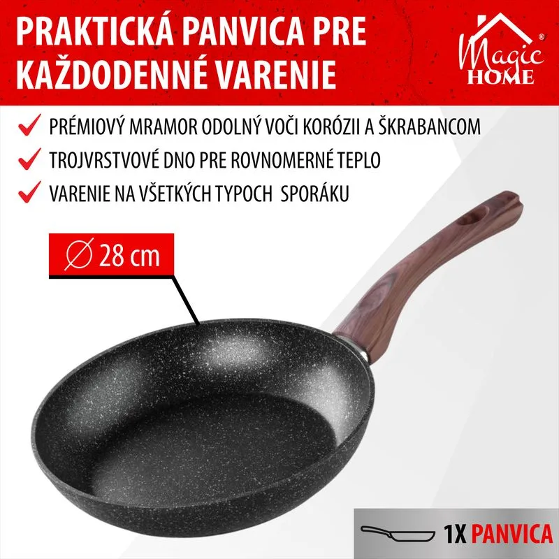 Panvica MagicHome Black Marble Line – 28 cm, nepriľnavá