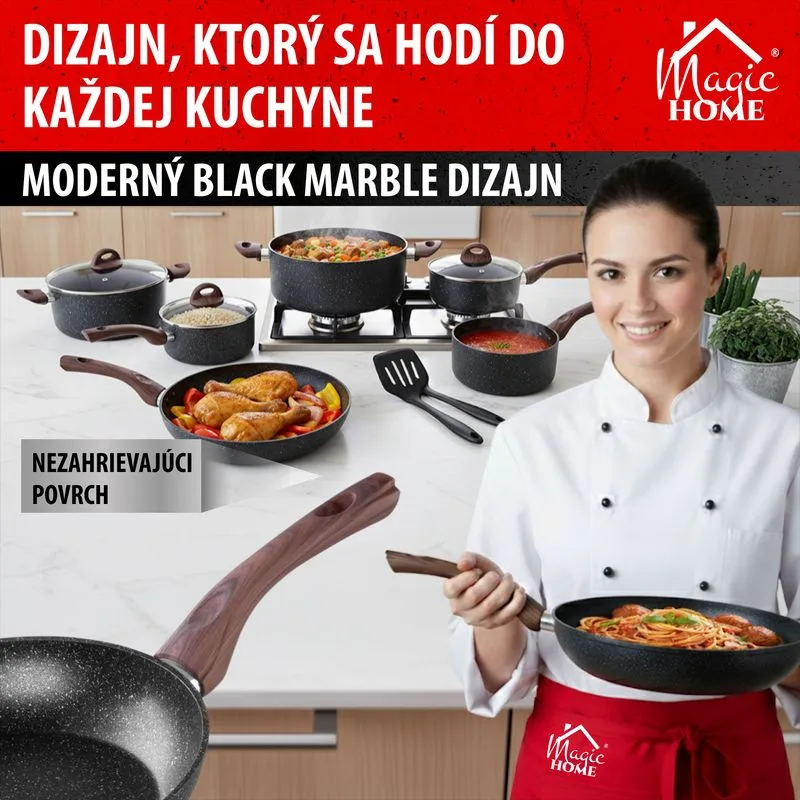 Panvica MagicHome Black Marble Line – 28 cm, nepriľnavá