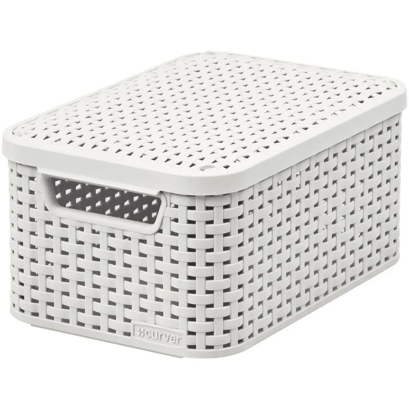 Košík s vekom Curver STYLE2 LID S, krémový, 29x20x14 cm