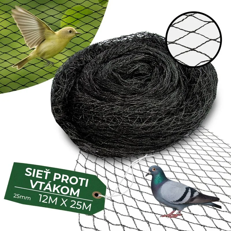 Sieť proti vtákom A1206, 12x25 m, oko 25 mm, PE