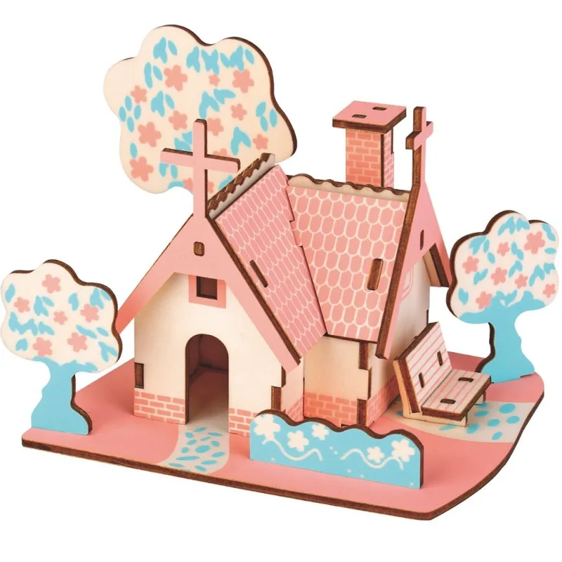 Woodcraft Drevené 3D puzzle Americká chata