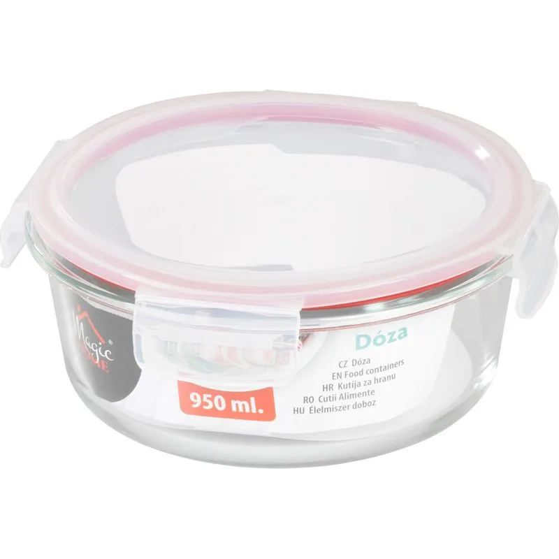 Dóza MagicHome okrúhla 950 ml, sklenená, s vekom Clip