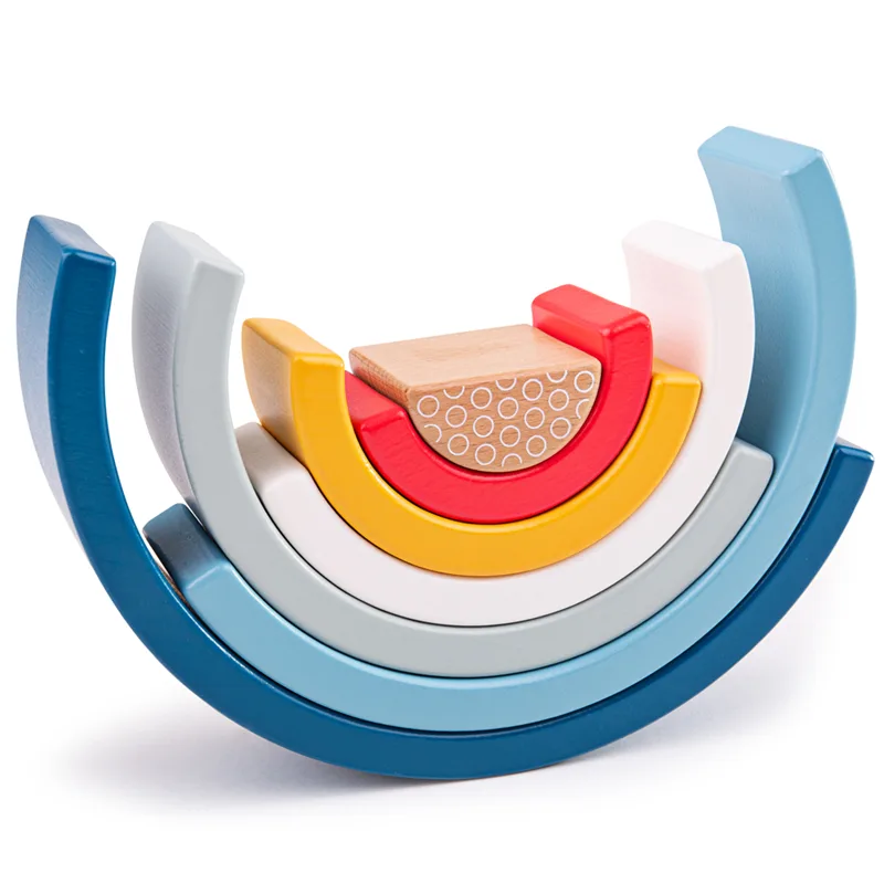 Bigjigs Toys Drevená skladacia dúha modrá