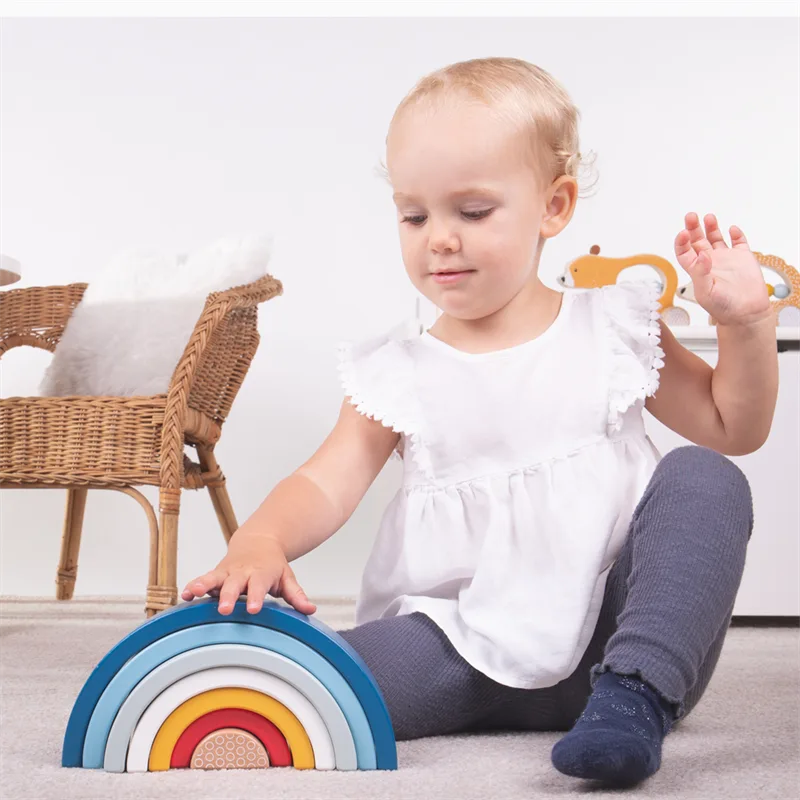 Bigjigs Toys Drevená skladacia dúha modrá