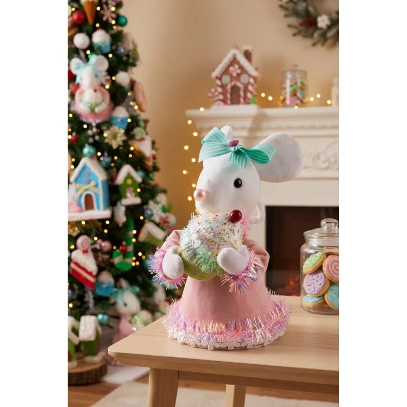 Vianočná dekorácia Candy Line, myška, ružová, 27 cm
