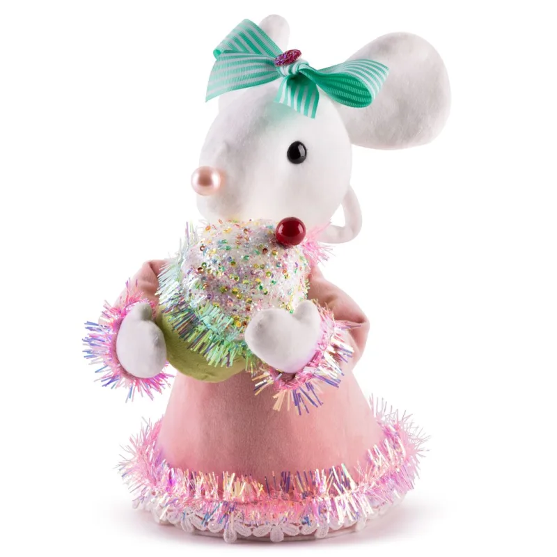 Vianočná dekorácia Candy Line, myška, ružová, 27 cm