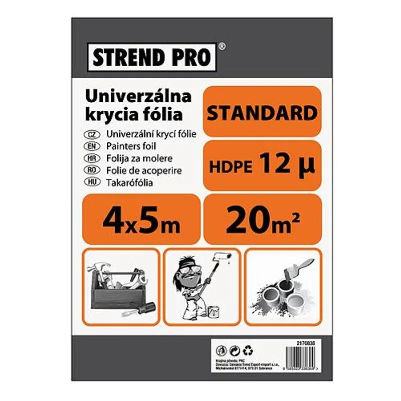 Fólia maliarska Standard 4x5 m, zakrývacia, 12 µ