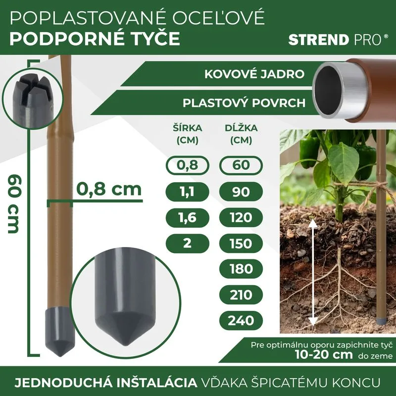 Tyč oporná k rastlinám a paradajkám Garden TY 8/600 mm
