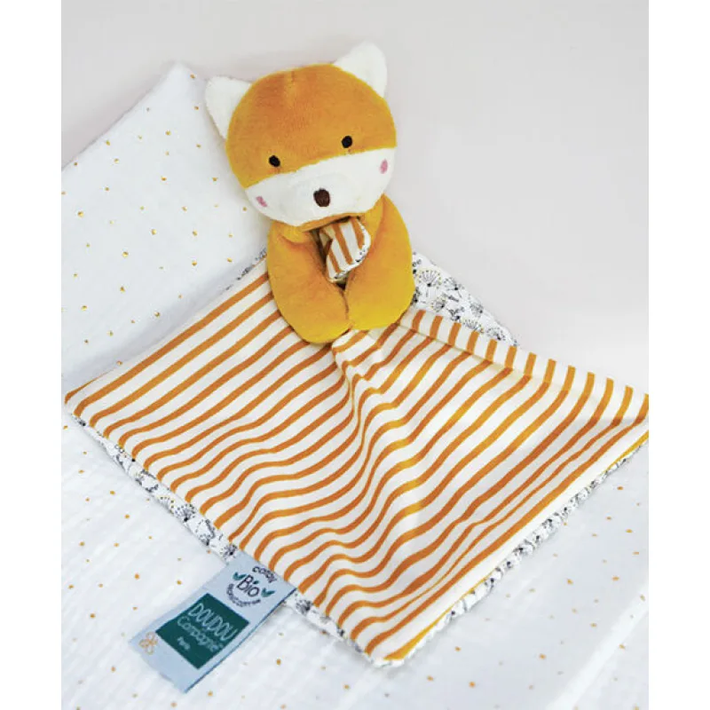 Doudou Darčeková sada - Líška s dečkou z BIO bavlny 20 cm
