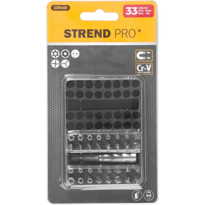 Sada bitov Strend Pro BSY413, 33 dielna, CrV oceľ