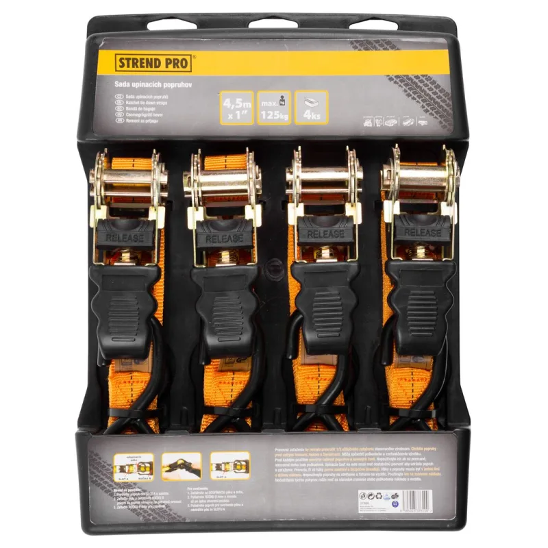 Popruh upínací Strend Pro 25 mm, L-4,5 m, 500 kg, 4 ks