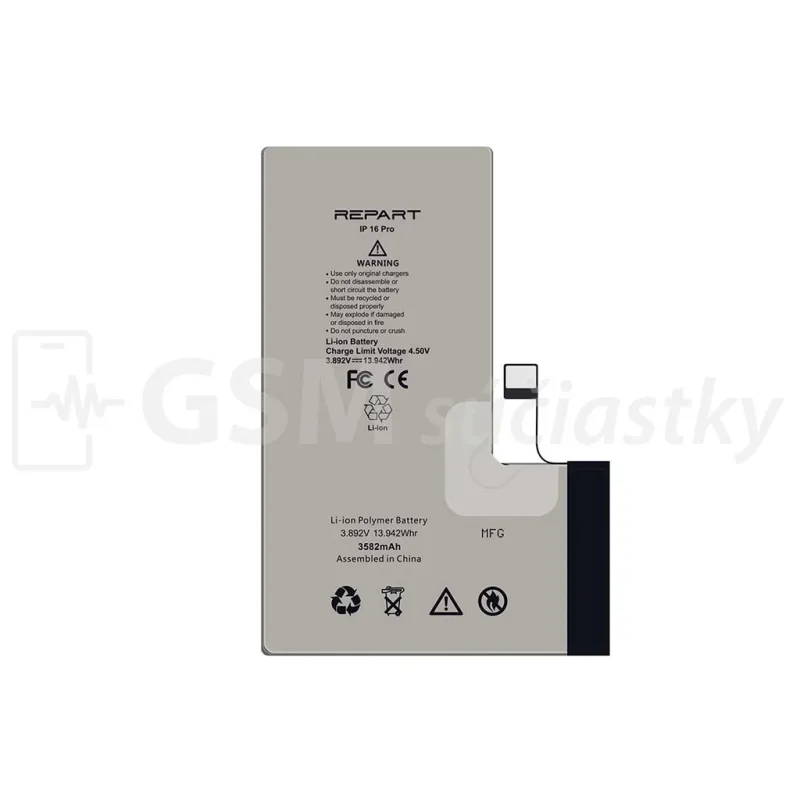 Apple iPhone 16 Pro – Batéria 3 582 mAh (Zobrazuje zdravie)
