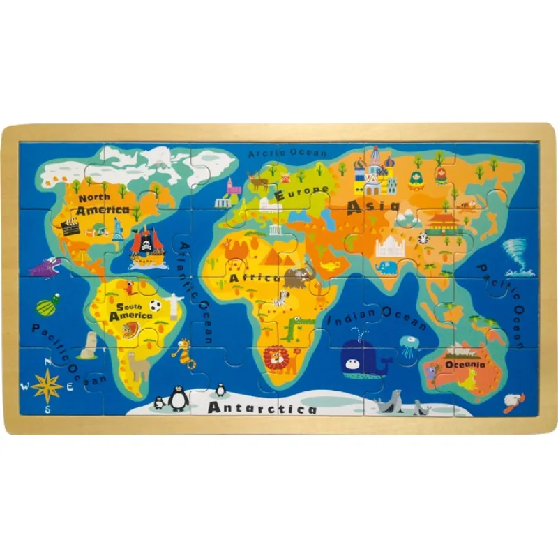 Vkladacie puzzle - Veľká mapa sveta