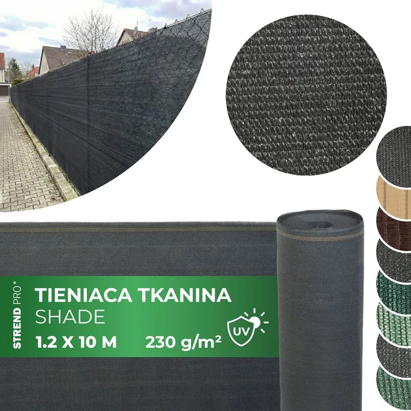 Tieniaca plachta SHADE.NET, 95 %, 1,2x10 m, antracit, 230 g/m²