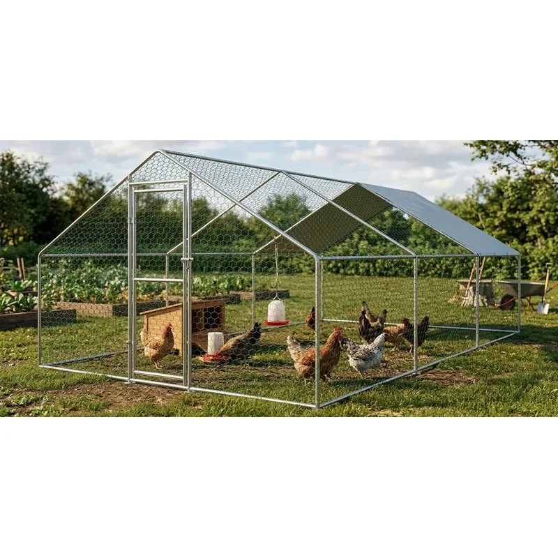 Kurín pre sliepky, voliéra, klietka, so strechou, 3x6x2 m