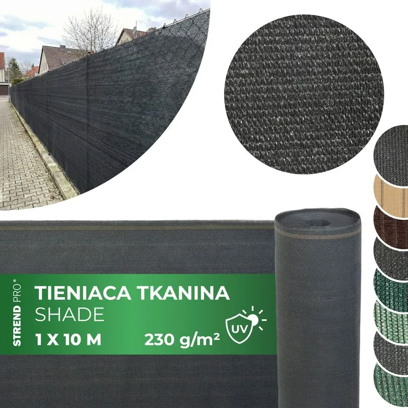 Tieniaca plachta SHADE.NET, 95 %, 1,0x10 m, antracit, 230 g/m²