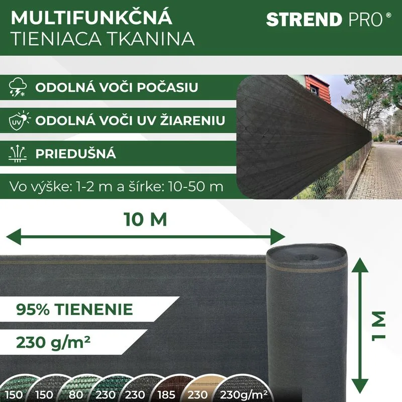 Tieniaca plachta SHADE.NET, 95 %, 1,0x10 m, antracit, 230 g/m²