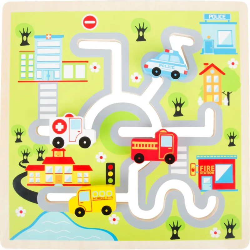 Drevené posuvné puzzle Mesto