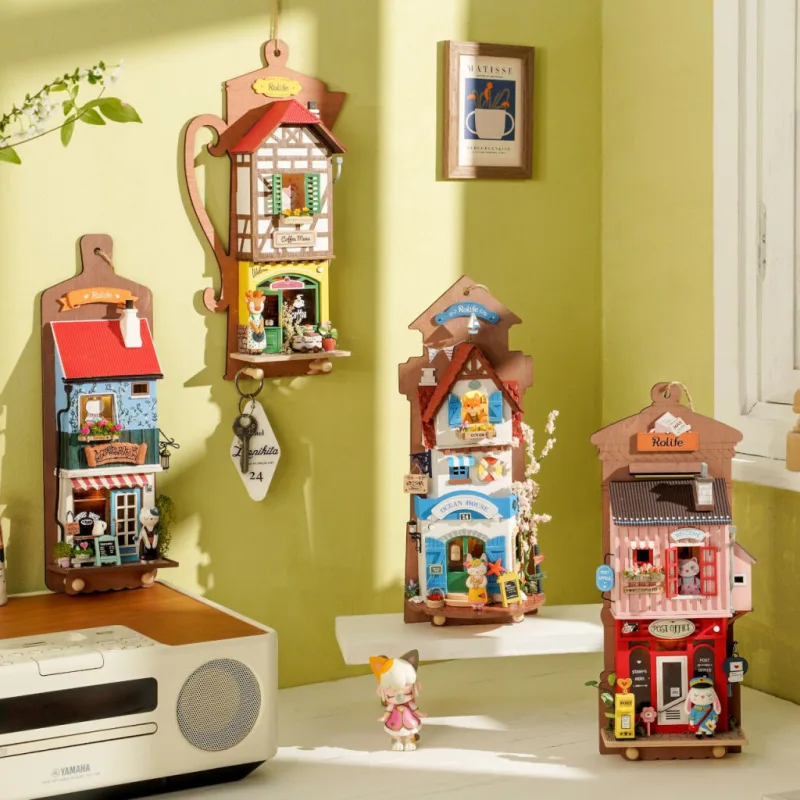 RoboTime Drevené 3D puzzle Miniatúra domčeka na zavesenie Kaviareň