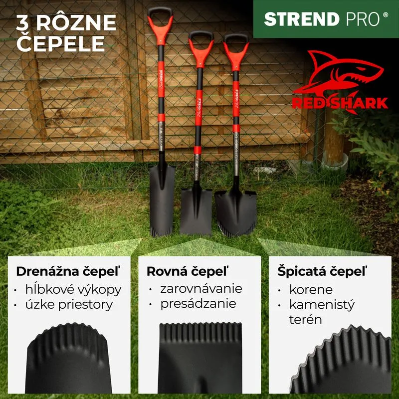 Rýľ Strend Pro Premium RedShark rovný, drevená násada D 1150 mm
