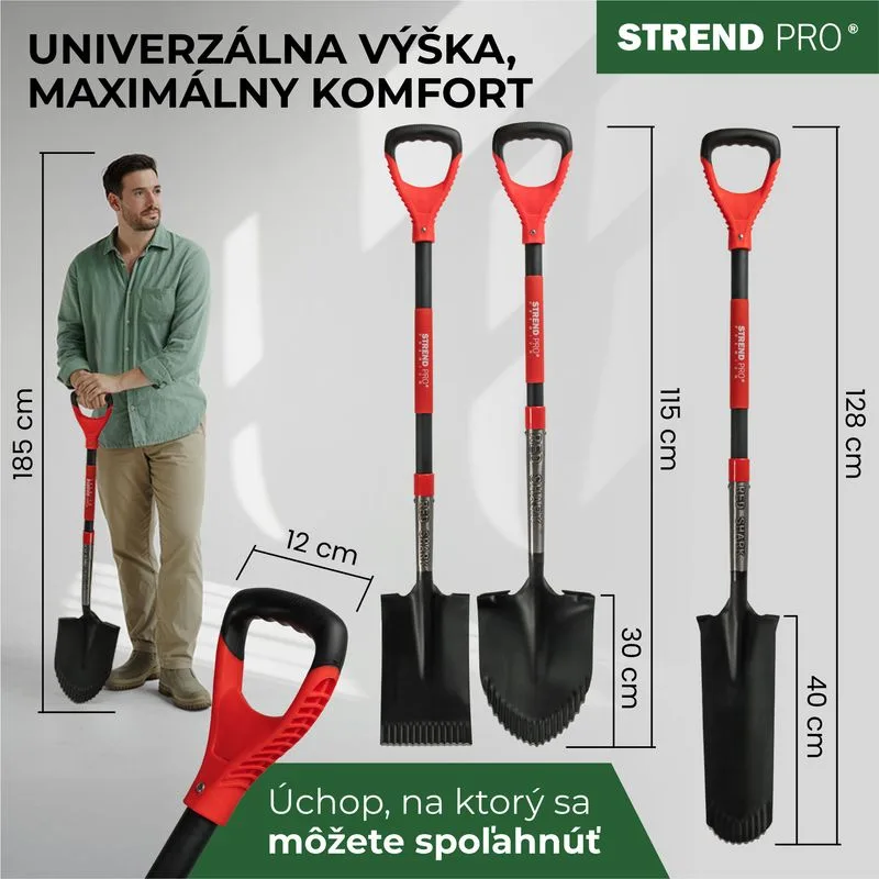 Rýľ Strend Pro Premium RedShark rovný, drevená násada D 1150 mm