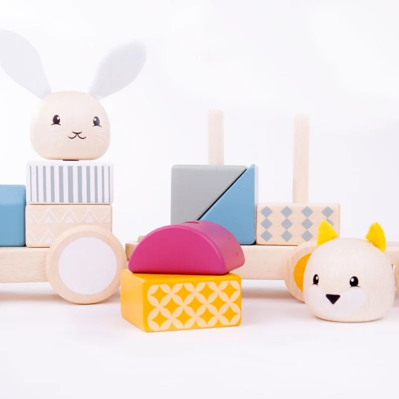 Bigjigs Toys Drevený vláčik so zvieratkami