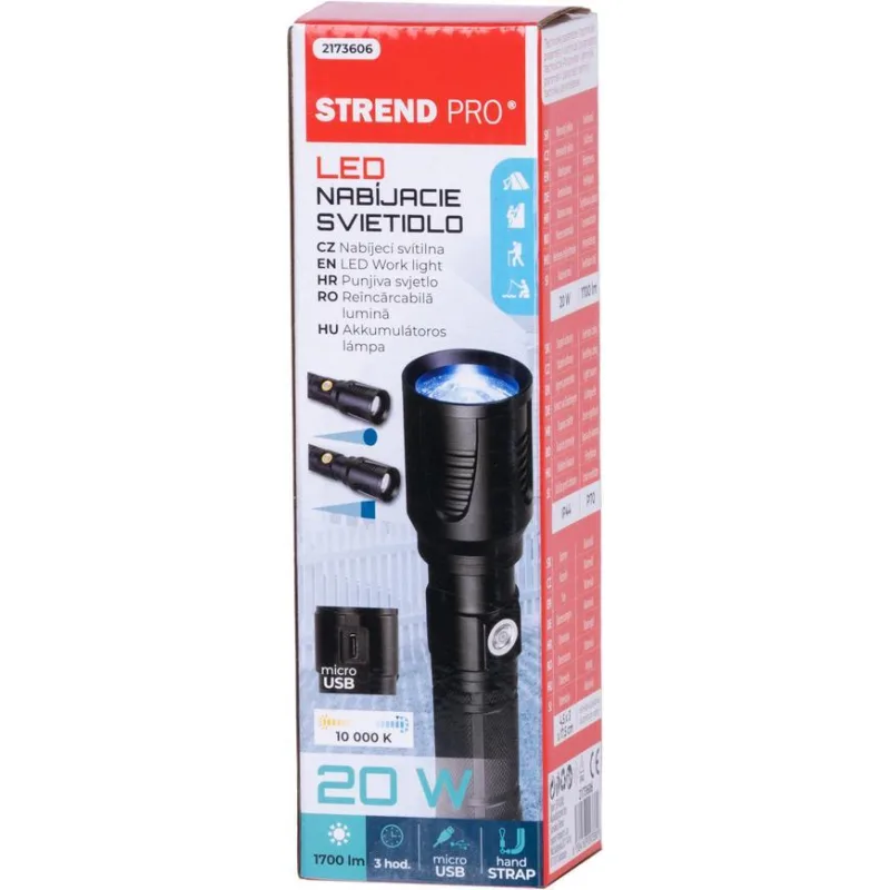 Svietidlo Strend Pro Flashlight LB10208, 1700 lm, AluBody, USB