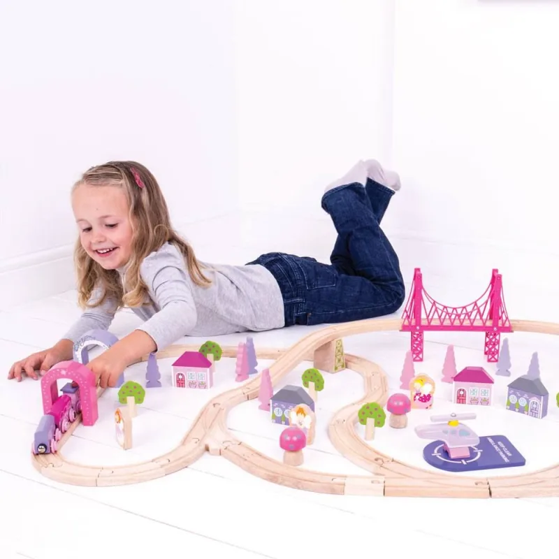 Bigjigs Rail Drevená vláčikodráha pre dievčatá - Rozprávka