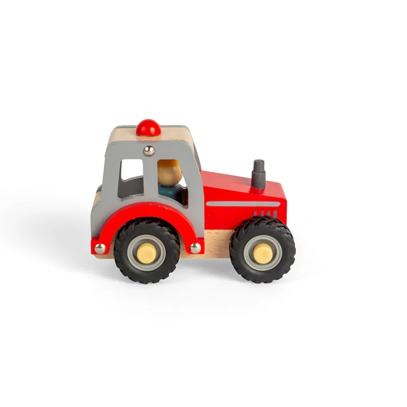 Mini drevený traktor červený