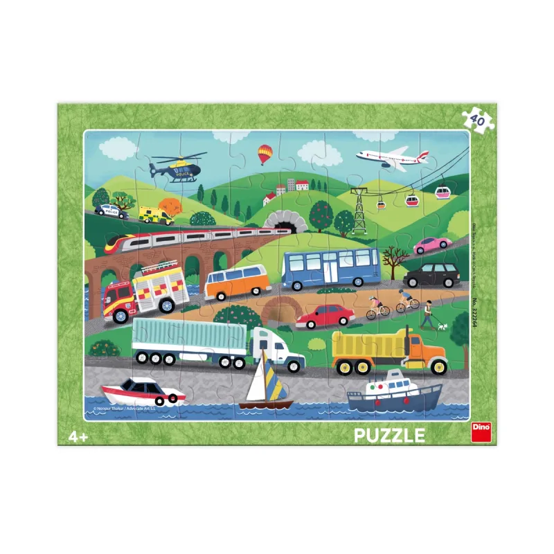 Dino Puzzle doskové Dopravné prostriedky 40 dielikov