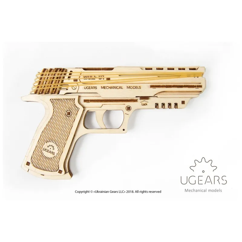 Ugears 3D mechanické puzzle - Pištoľ Wolf-01 62 ks