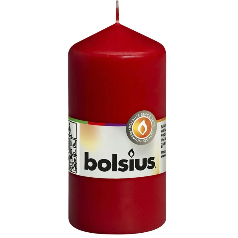 Sviečka Bolsius Pillar, 120/60 mm, červená