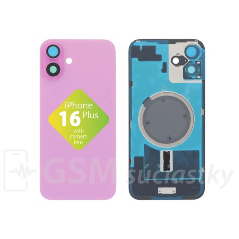 iPhone 16 Plus - Zadné sklo housingu Ružové