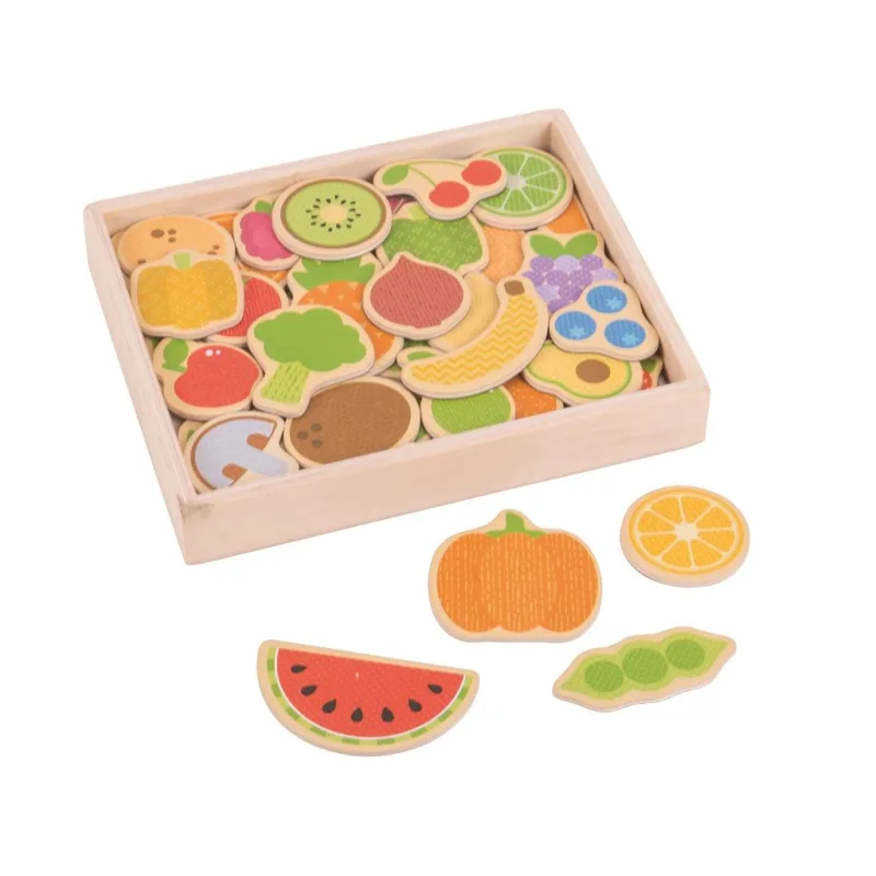Bigjigs Toys Magnetky Ovocie a zelenina 35 ks