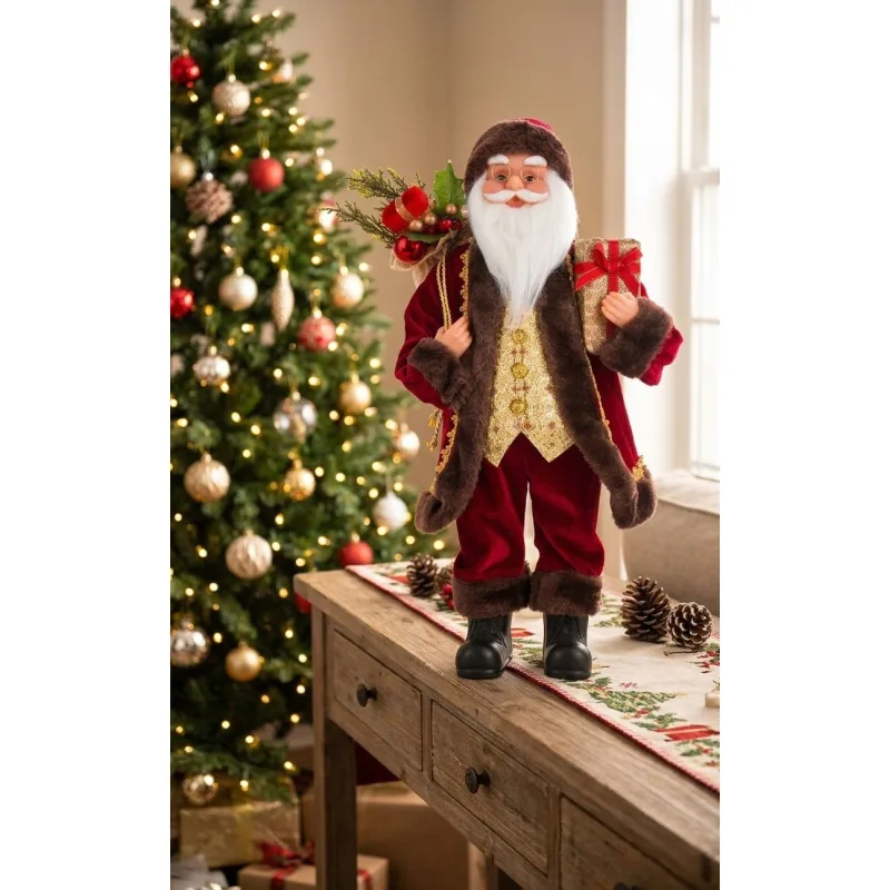 Vianočná dekorácia Santa s darčekmi, 60 cm