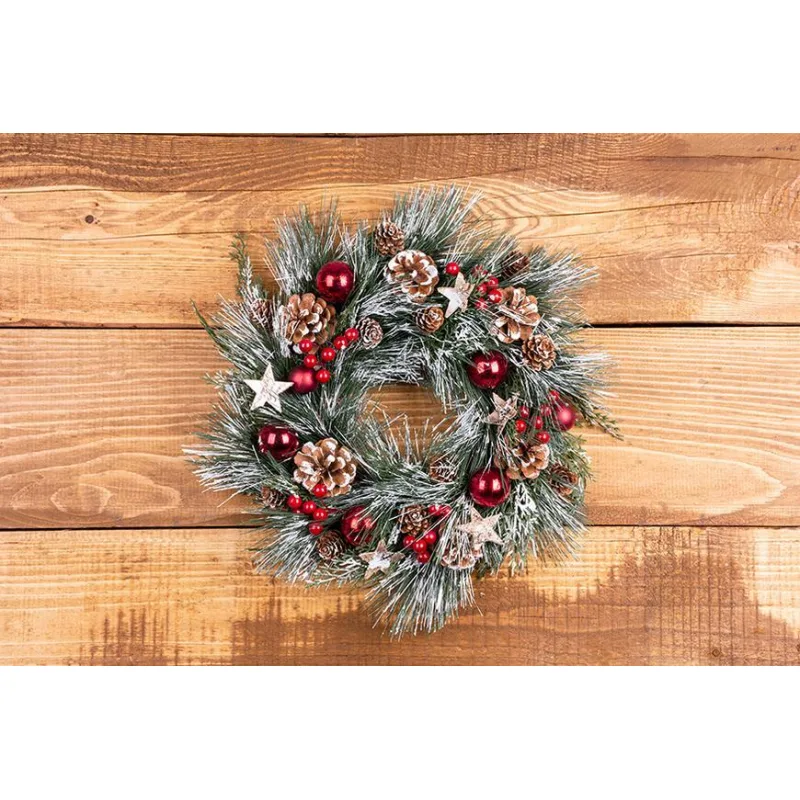 Veniec na dvere MagicHome, prírodný závesný, čečina a hviezdy, 39 cm