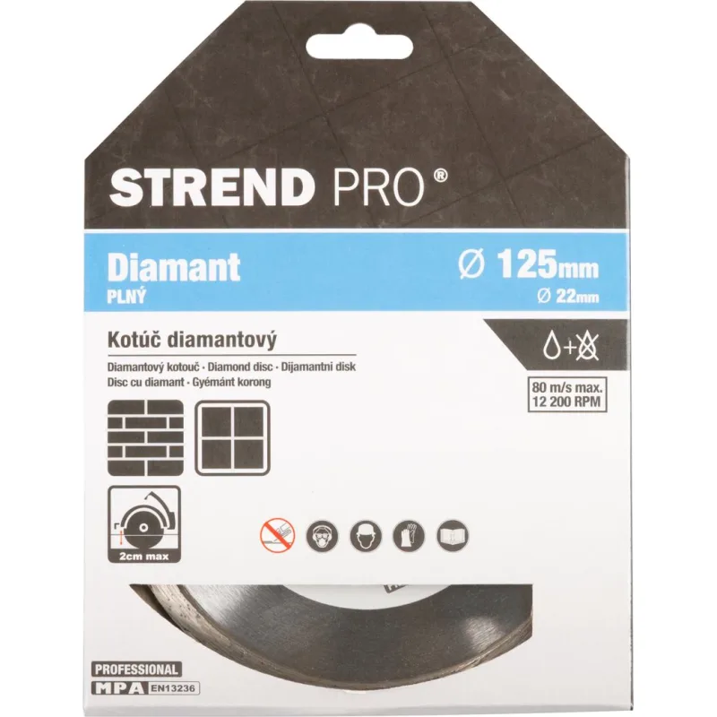 Diamantový kotúč Strend Pro 521B, 125 mm, Plný